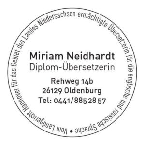 Übersetzerstempel Miriam Neidhardt